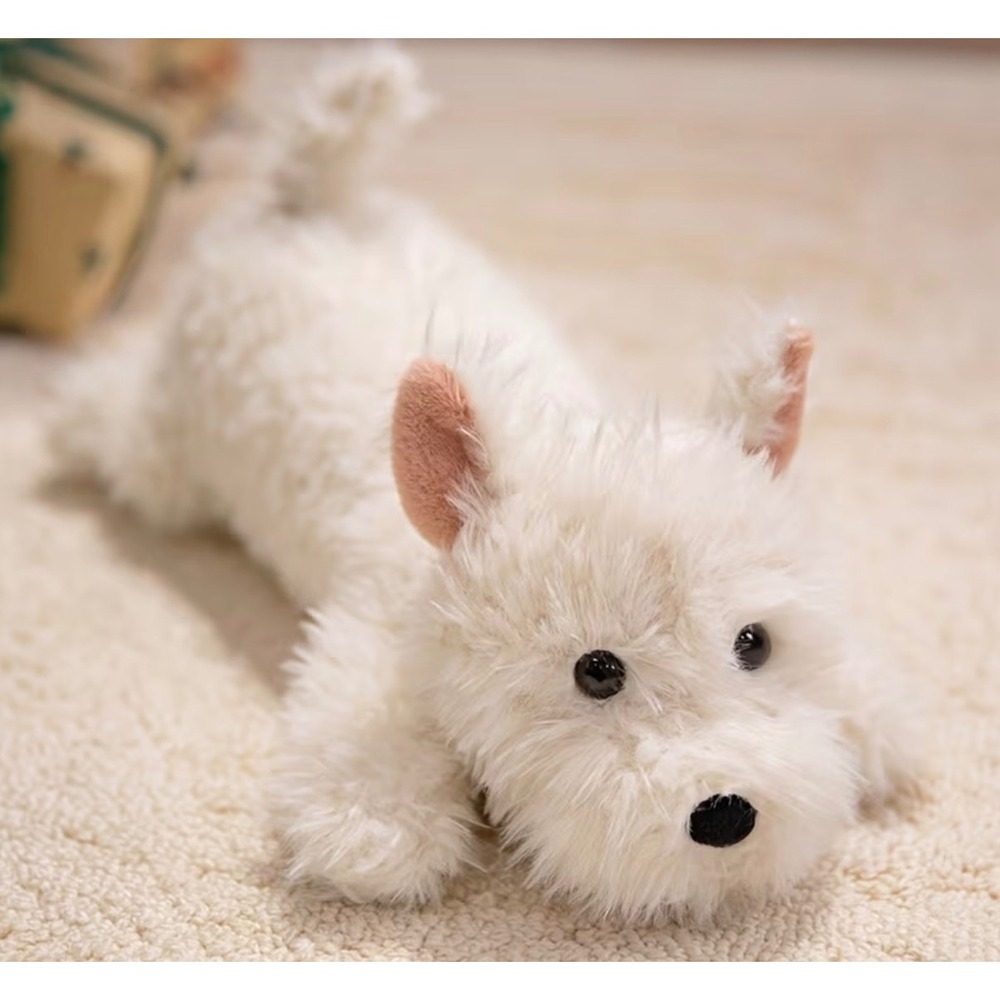 Westie Plush Dog Scottie Kids White Excellent Lifelike Soft Puppy Toy New